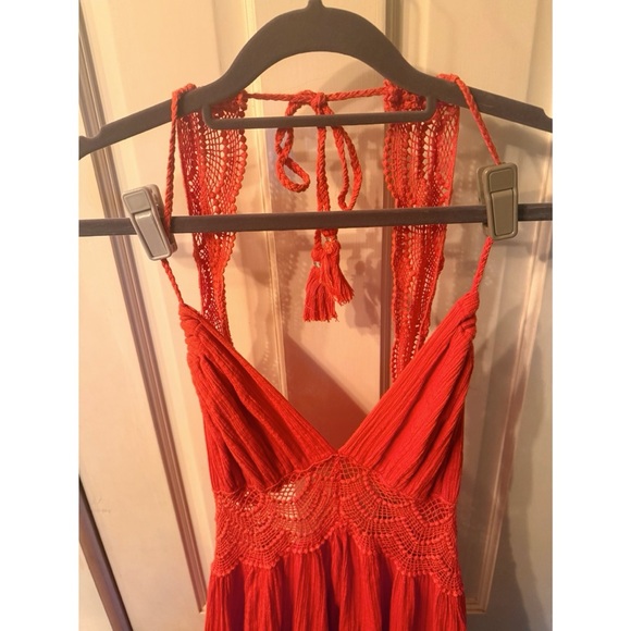 NEW FREE PEOPLE 200 DEGREE MINI DRESS PERSIMMON ORANGE RED CORAL SMALL MINT RARE - Picture 11 of 15